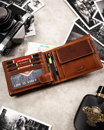 Große Herren Geldbörse aus Leder mit geprägtem Sternzeichenmotiv – Peterson