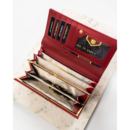 Rote Damen Geldbörse mit Fächern und Klippverschluss – Peterson