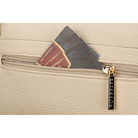 Damen-Gürteltasche aus Öko-Leder in Beigeton mit Rücktasche – Peterson