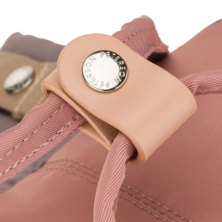Rosa-grauer Damenrucksack aus Polyester und Öko-Leder, mit einem Fach - Peterson