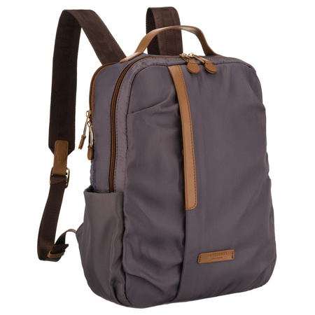 Damen-Rucksack in Grau, an verstellbaren Trägern hängend und mit Reißverschluss geschlossen - Peterson