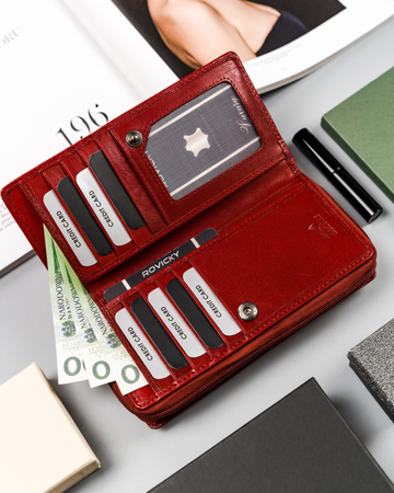 Große Damen Geldbörse aus Leder mit Reißverschluss – Rovicky