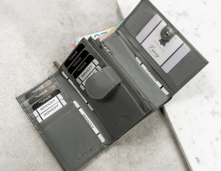 Klassische Damen Geldbörse aus Echtleder mit Druckknopf – Cavaldi