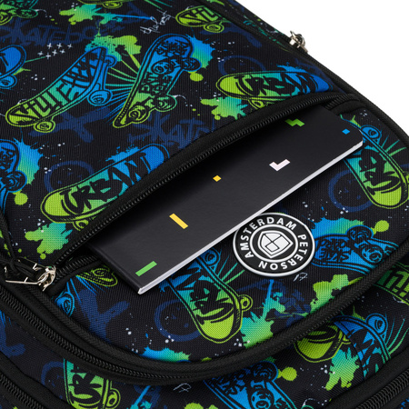 Schulrucksack aus Polyester mit Skateboard-Muster – Peterson