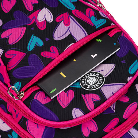 Jugendlicher Schulrucksack aus Polyester mit Herzmuster – Peterson