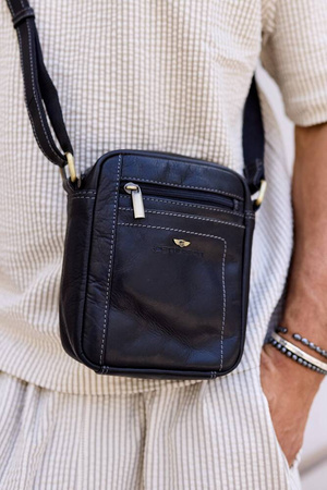 Herren Schultertasche aus Leder – Peterson