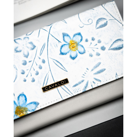 Damen-Geldbörse aus Leder mit Blumenmuster, passend für den Fahrzeugschein - 4U Cavaldi