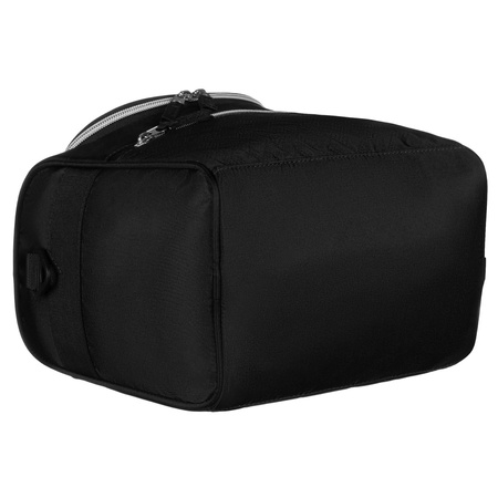 Schwarze, praktische Reise-Kulturtasche aus synthetischem Stoff mit passendem Gürtel – Peterson