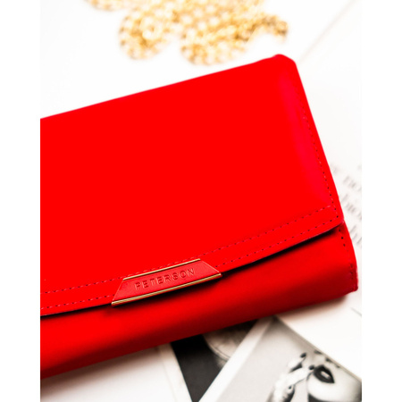 Rote Damen-Geldbörse aus Öko-Leder mit Druckknopf- und Reißverschluss – Peterson