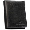 Vertikale Herren-Geldbörse aus schwarzem Echtleder, Modell ohne äußeren Verschluss – Peterson