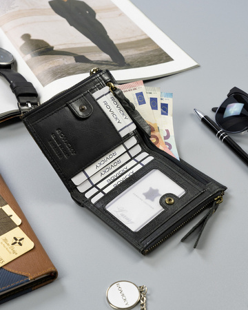 Große Retro Herren Geldbörse mit zwei Münzfächern – Rovicky