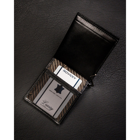 Herren Geldklammer schwarz aus Leder – Rovicky