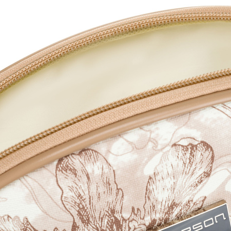 Beige, kompakte Damen Kosmetiktasche mit botanischem Muster – Peterson