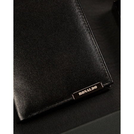 Vertikale Herren Geldbörse aus schwarzem Leder ohne äußeren Verschluss – Ronaldo