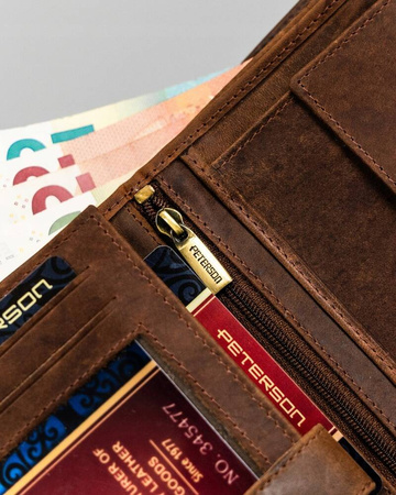 Große vertikale Herren Geldbörse aus echtem Leder – Peterson