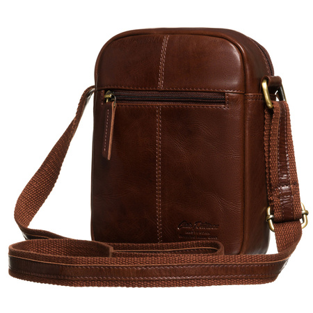 Braune Herren-Tasche aus echtem Leder mit Etui im Set – Peterson