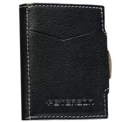 Herren Geldbörse klein hochformat schwarz aus Leder mit Druckknopf – Peterson