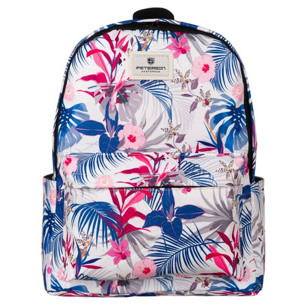 Modischer Schulrucksack mit Blumenmuster und offenen Seitentaschen – Peterson