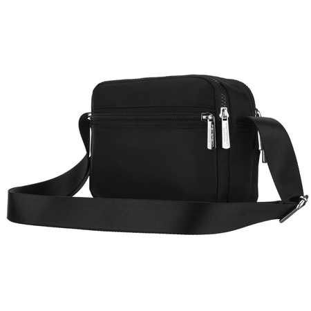 Kleine, schwarze Damen-Handtasche aus Polyester mit Reißverschluss, zweifächrig - Peterson