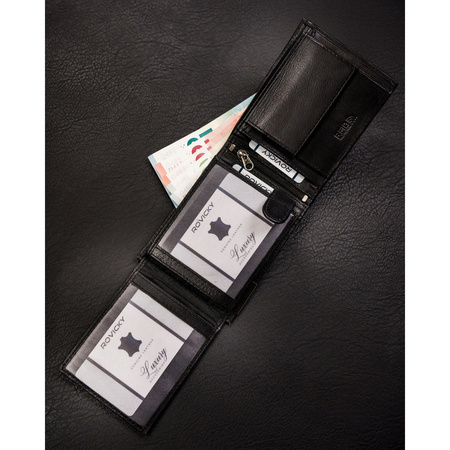 Herren Geldbörse querformat schwarz aus Leder ohne Außenverschluss – Ronaldo