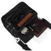 Herren-Umhängetasche aus Naturleder in Schwarz, aufgehängt an einem abnehmbaren Gürtel - Rovicky