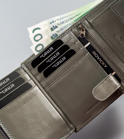 Mittlere Damen Geldbörse aus Echtleder mit Druckknopf – 4U Cavaldi