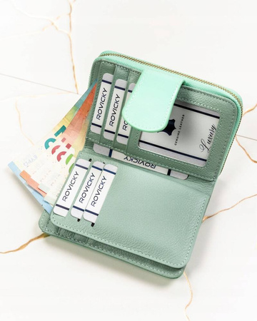 Vertikale Damen Geldbörse aus Leder mit Druckknopfverschluss – Lorenti