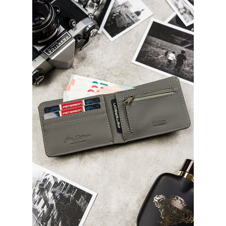 Graue Herren Geldbörse ohne äußeren Verschluss mit RFID-Schutz – Peterson