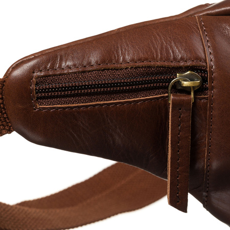 Braune Herren-Bauchtasche aus Leder mit Taschen und Schlüssel-Etui – Peterson