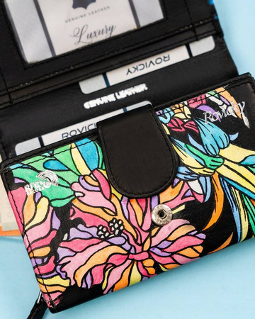 Geräumige Damen Geldbörse aus Leder mit Druckknopf – Rovicky