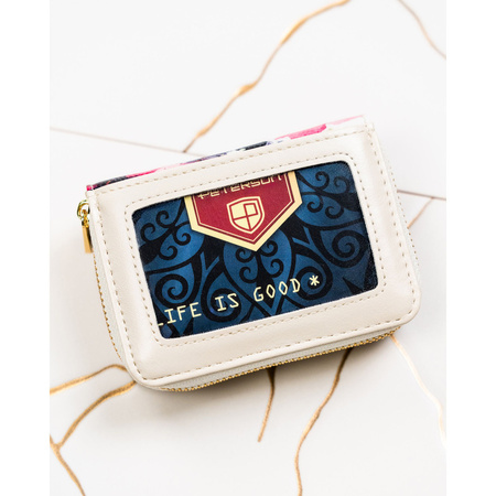 Damen-Geldbörse mit Blumenmuster aus Natur- und Öko-Leder – Peterson