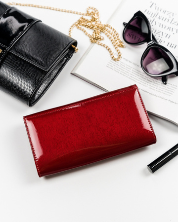Lackierte Damen Geldbörse aus Leder mit großem Scheinfach – Cavaldi