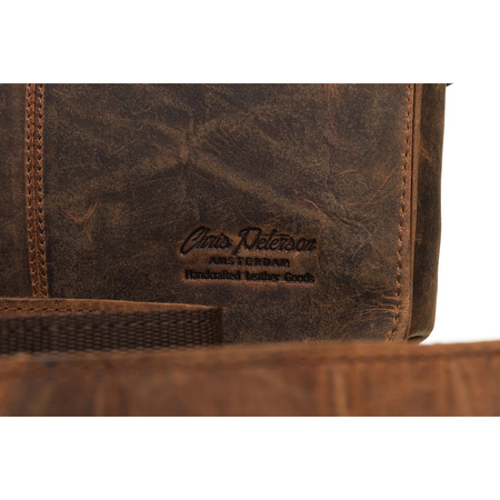 Klassische Herren Umhängetasche aus echtem Leder in Braun – Peterson