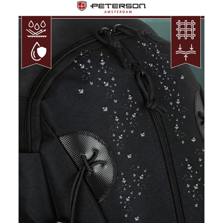 Schwarzer, militärischer Rucksack mit Kompressionsriemen – Peterson