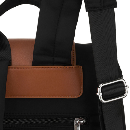 Schwarz-brauner Damen-Rucksack aus Polyester mit Kofferhalter – Peterson