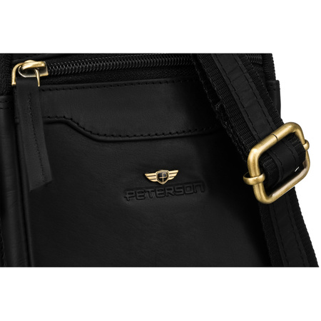 Schwarze Herren-Tasche aus Naturleder mit einer Herren-Geldbörse im Set – Peterson