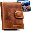 Hellbraune Herren-Geldbörse aus Leder mit RFID-System, mit Druckknopfverschluss – Peterson