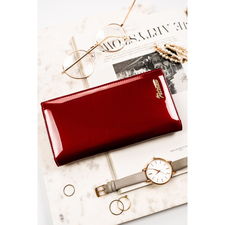 Lackierte Damen Geldbörse aus Leder in Rot mit Magnetverschluss – Peterson