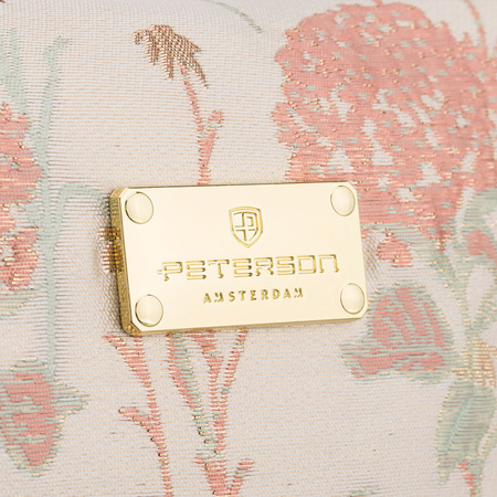 Rosa Kosmetiktasche aus Polyester, einteilig und mit Blumenmuster verziert - Peterson