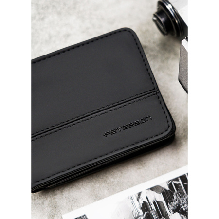 Schwarze Herren Geldbörse im Querformat aus Öko-Leder – Peterson