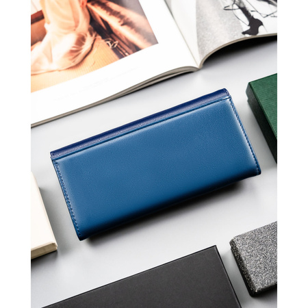 Damen-Geldbörse aus Natur- und Öko-Leder in Dunkelblau - Peterson