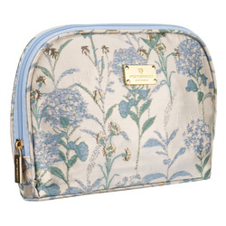 Blau-beige Reise-Kosmetiktasche aus Synthetikmaterial mit Blumen verziert - Peterson