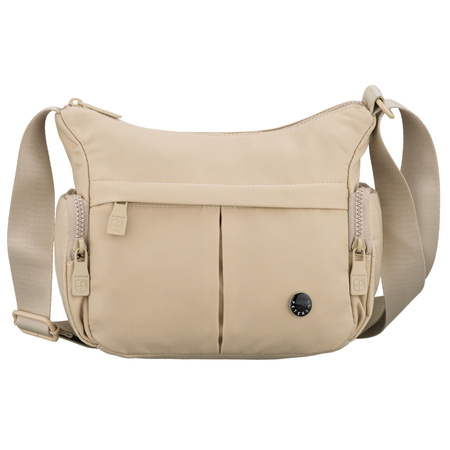 Damen-Umhängetasche aus Polyester in Ecru mit Reißverschluss – Peterson