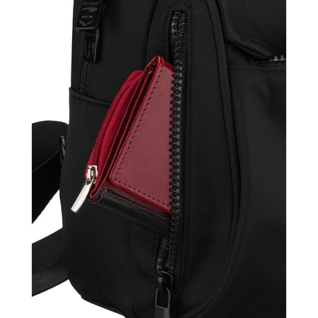 Schwarzer Damen-Rucksack aus Polyester, einteilig und mit Reißverschluss – Peterson