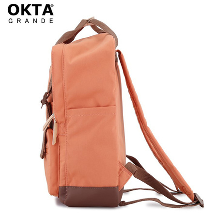 Orange-brauner City Rucksack mit Reißverschluss – Himawari