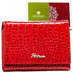 Kompakte Damen Geldbörse aus glänzendem Echtleder – Peterson
