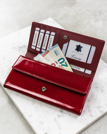 Geräumige, große Damen Geldbörse aus echtem Leder mit Druckknopf – 4U Cavaldi