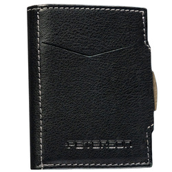 Kleine Herren Geldbörse hochformat schwarz aus Leder mit Druckknopf – Peterson