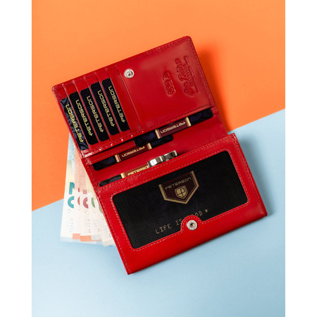 Rote Damen Geldbörse aus echtem Leder mit RFID – Peterson