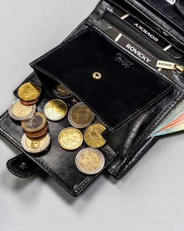 Große Herren Geldbörse aus Leder mit Druckknopfverschluss – Rovicky